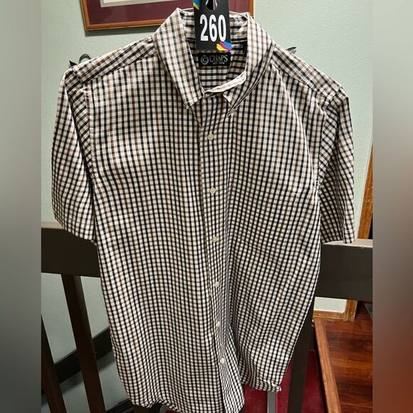 Chaps Other - NWOT Chaps Men’s Smalll Brown Checkered Button Down Sort Sleeve Shirt #260